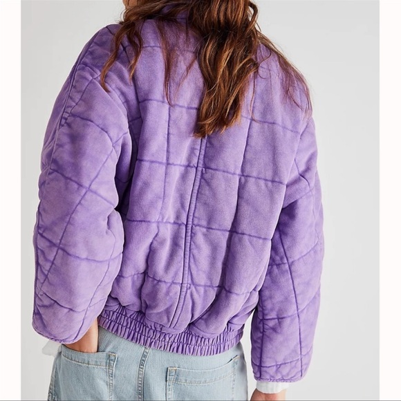 Free People | Dolman Quilted Knit Jacket in Moonberry | Large - Picture 4 of 16